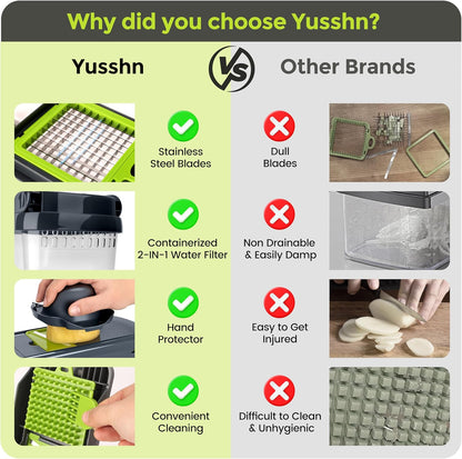 Vegetable Chopper,12-In-1 Multifunctional Food Chopper,Professional Onion Chopper with 7 Blades,Vegetable Cutter with Container for Salad,Potato,Carrot,And Garlic; Essential Kitchen Tool(Grey)